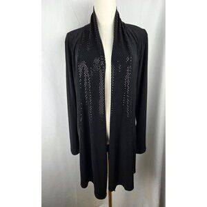 Clara Sunwoo Open Front Long Cardigan Sz Large Shawl Sequin Collar Formal Office